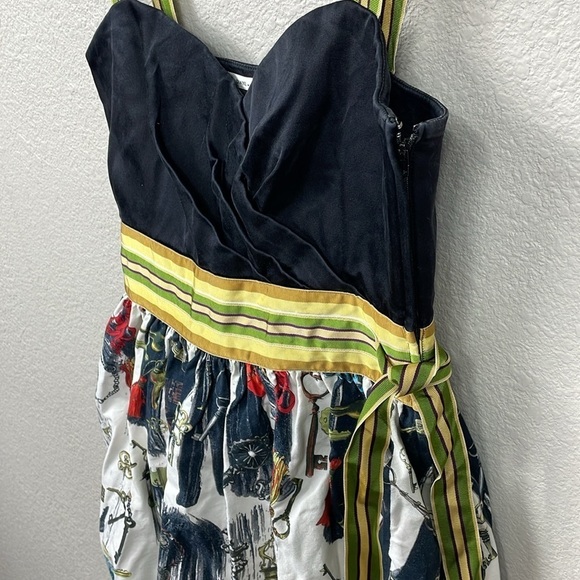 Diane Von Furstenberg Caran Keys Fit Flare Dress Ribbon Accent Sweetheart Sz 8 - Picture 3 of 16